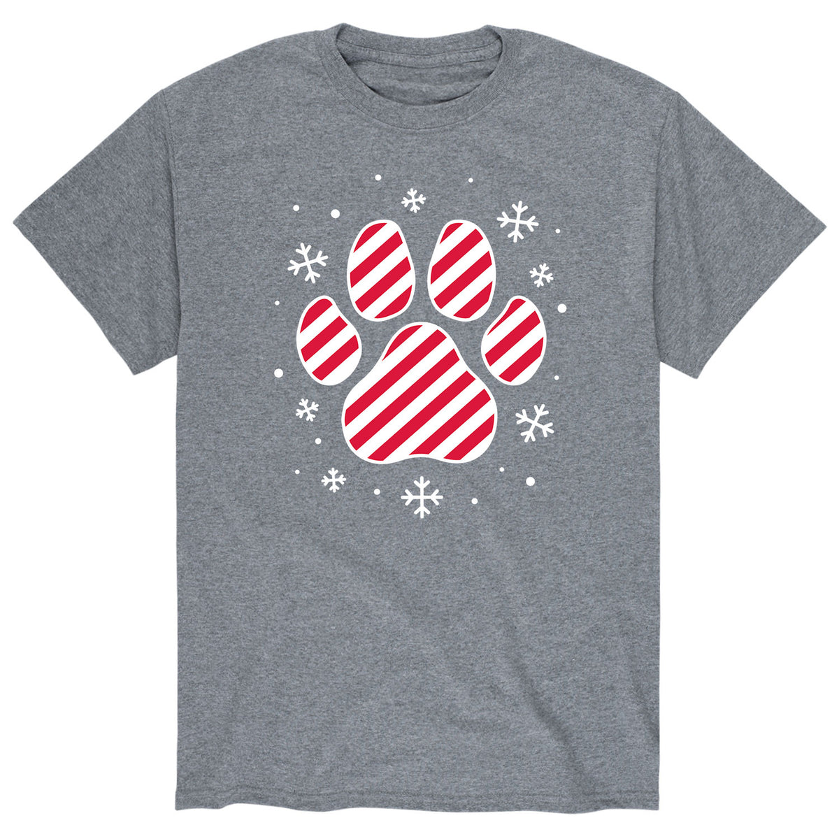 Candy Cane Striped Paw Print - Men's Short Sleeve T-Shirt